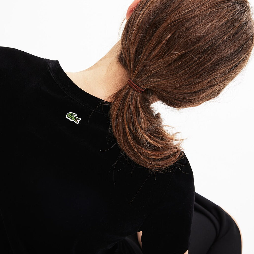 Wo  LIVE Crewneck Golden Signature Velvet T-Shirt | Lacoste Womens