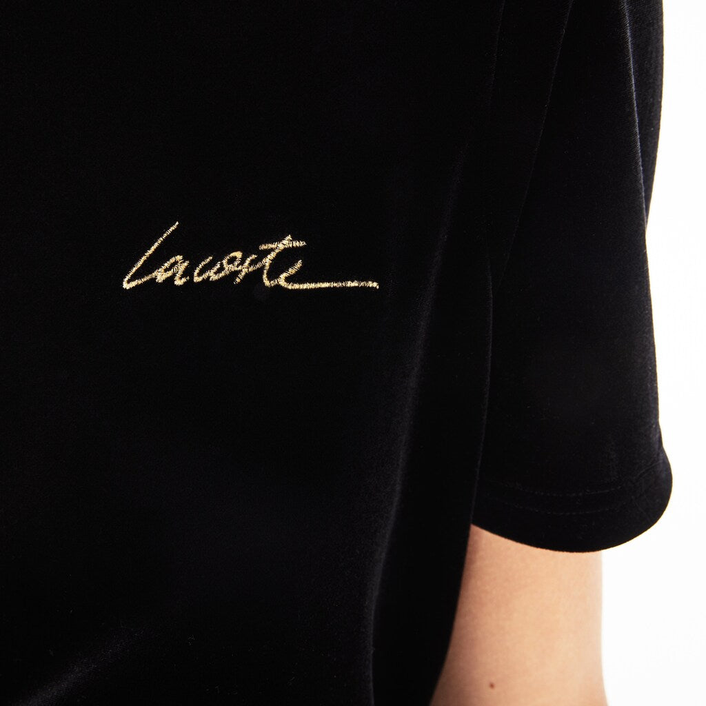 Wo  LIVE Crewneck Golden Signature Velvet T-Shirt | Lacoste Womens