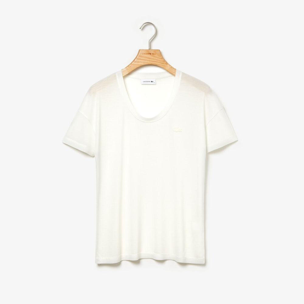 Wo  Motion Lightweight Ribbed Lyocell T-Shirt | Lacoste Womens