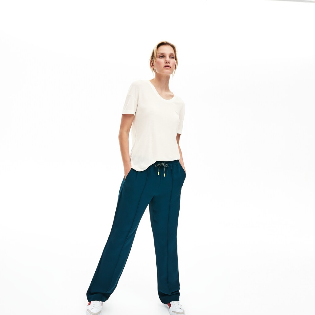 Wo  Motion Lightweight Ribbed Lyocell T-Shirt | Lacoste Womens