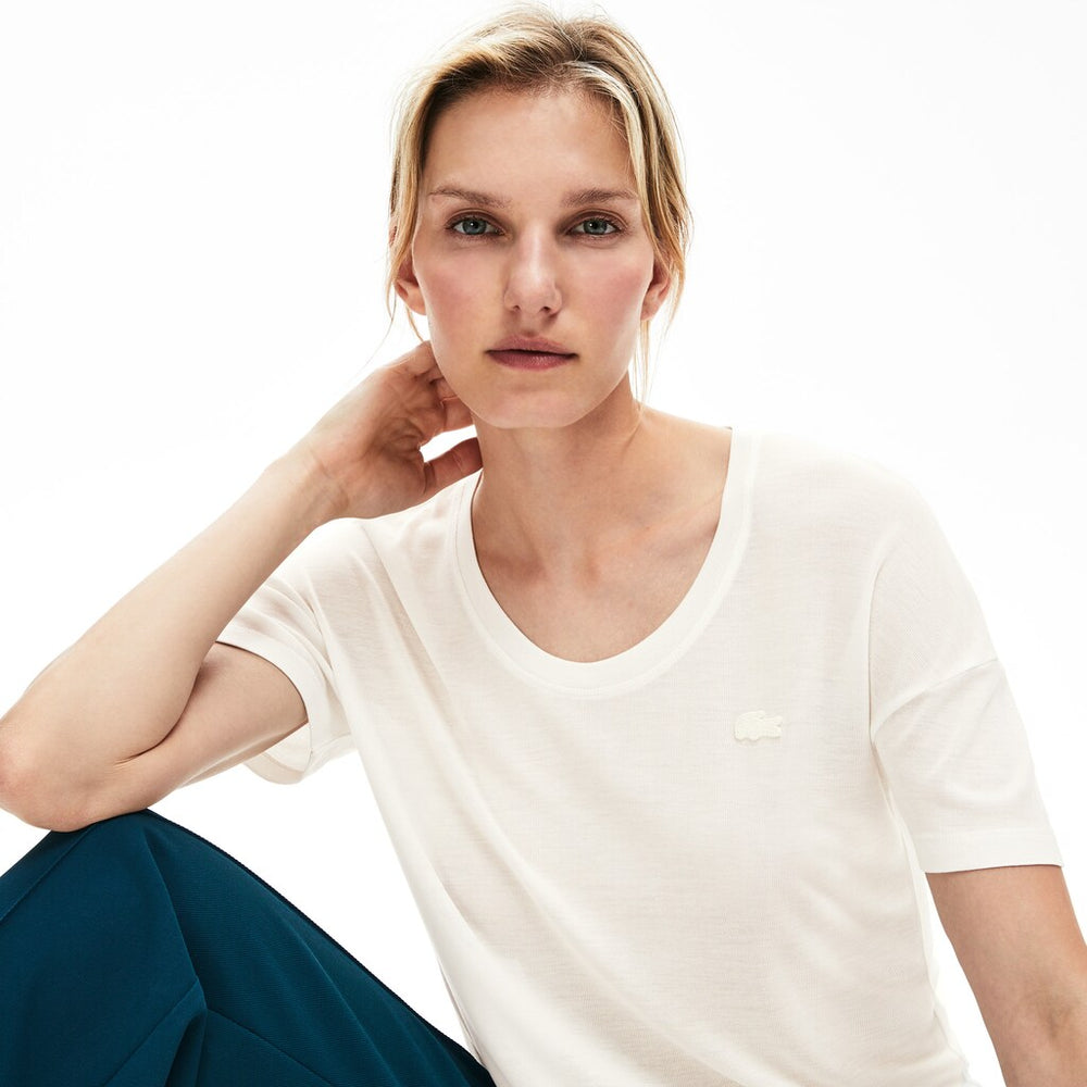 Wo  Motion Lightweight Ribbed Lyocell T-Shirt | Lacoste Womens