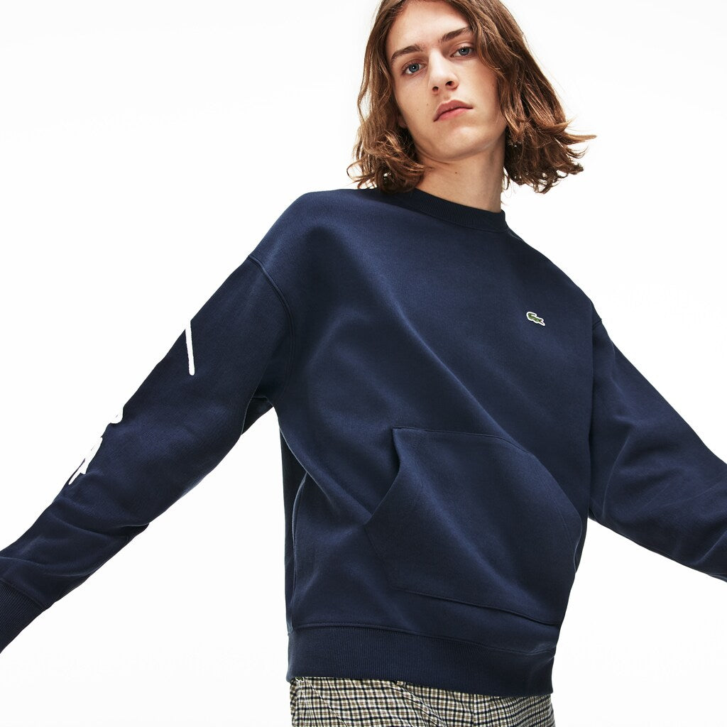 Unisex LIVE Crew Neck Embroidered Fleece Sweatshirt | Lacoste Mens