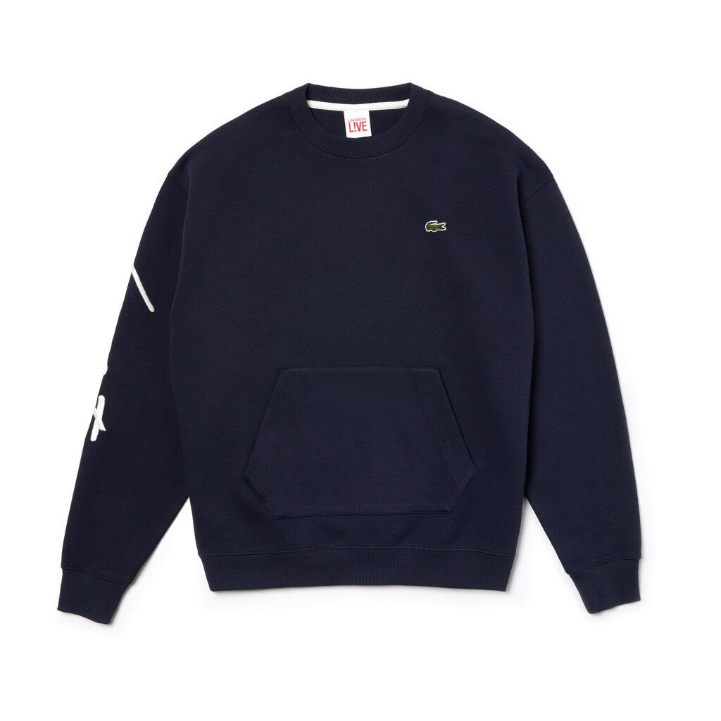 Unisex LIVE Crew Neck Embroidered Fleece Sweatshirt | Lacoste Mens
