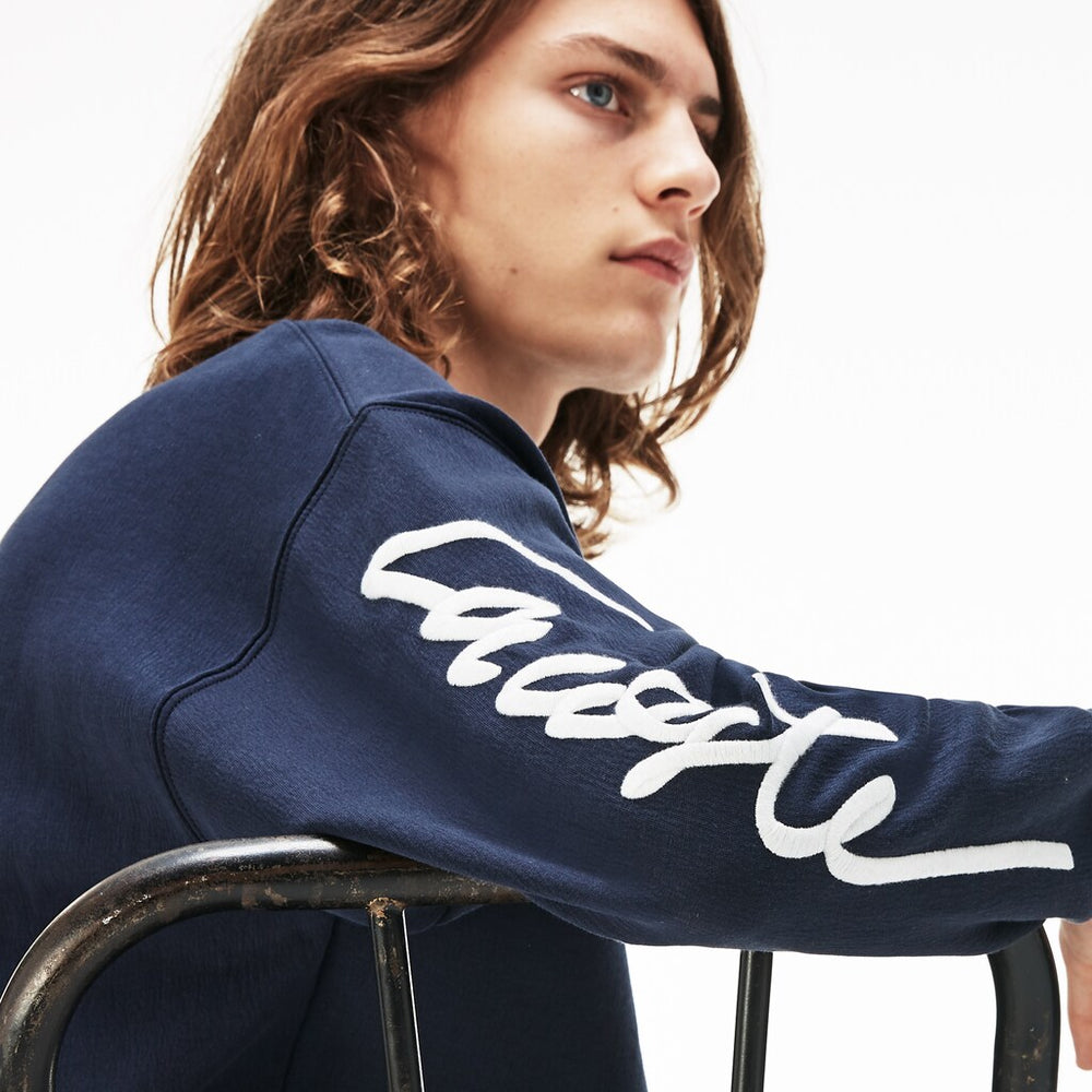 Unisex LIVE Crew Neck Embroidered Fleece Sweatshirt | Lacoste Mens