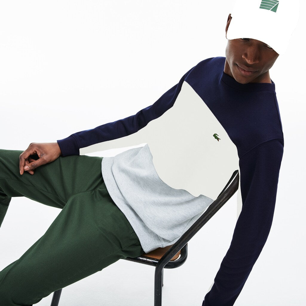 Crew Neck Colorblock Piqué Fleece Sweatshirt | Lacoste Mens