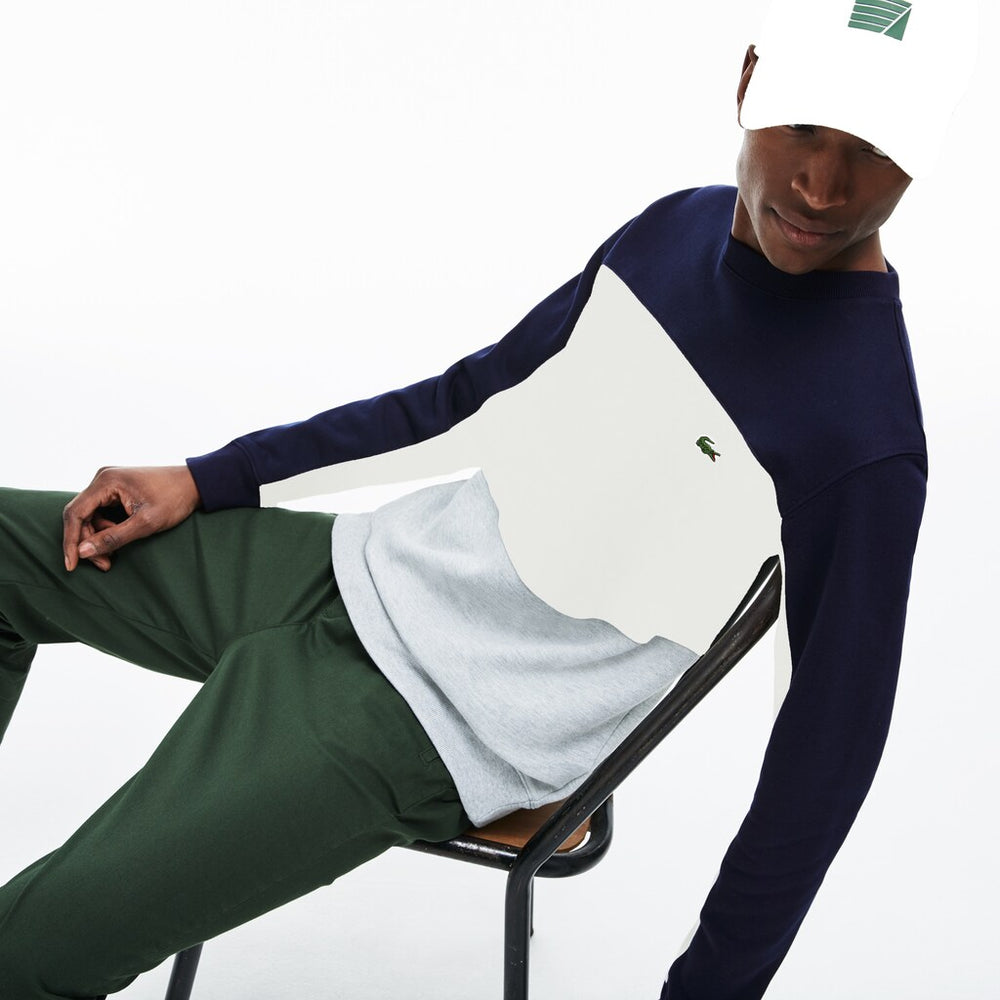 Crew Neck Colorblock Piqué Fleece Sweatshirt | Lacoste Mens