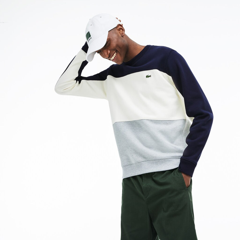 Crew Neck Colorblock Piqué Fleece Sweatshirt | Lacoste Mens