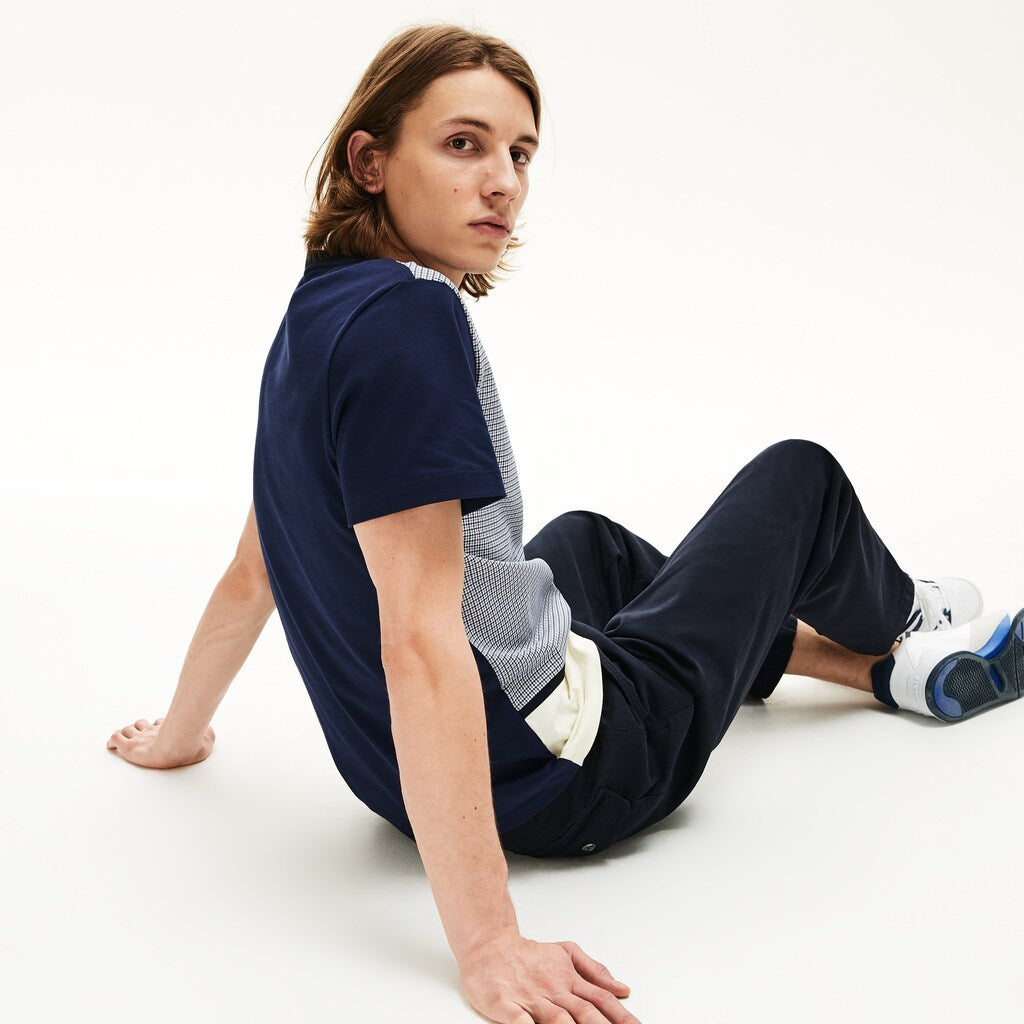 Crewneck Print-Blocked Cotton T-Shirt | Lacoste Mens