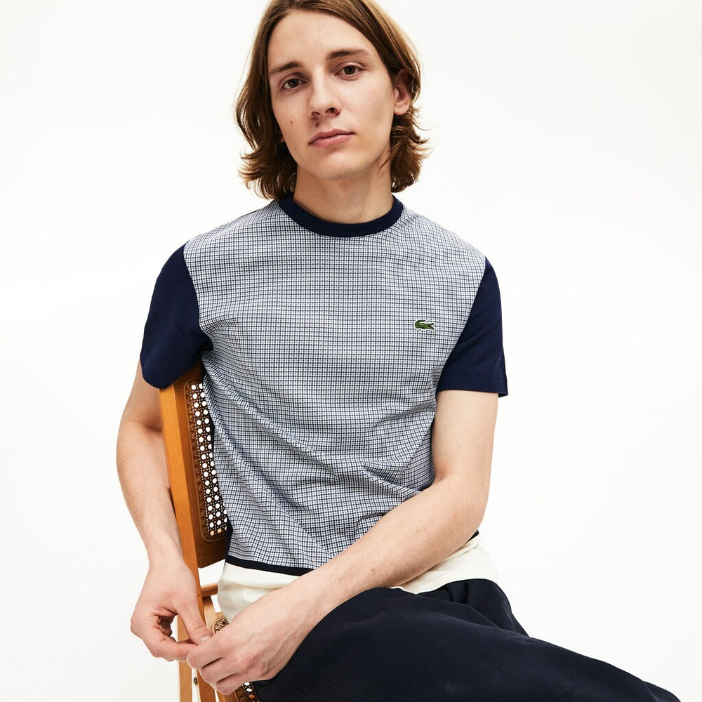Crewneck Print-Blocked Cotton T-Shirt | Lacoste Mens