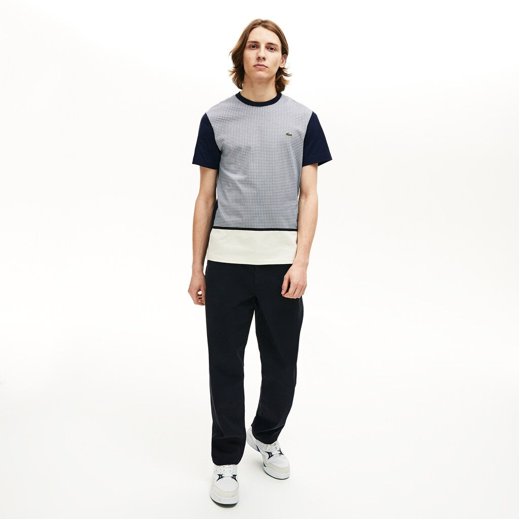 Crewneck Print-Blocked Cotton T-Shirt | Lacoste Mens
