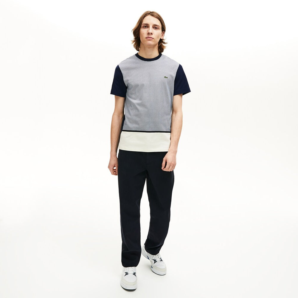 Crewneck Print-Blocked Cotton T-Shirt | Lacoste Mens