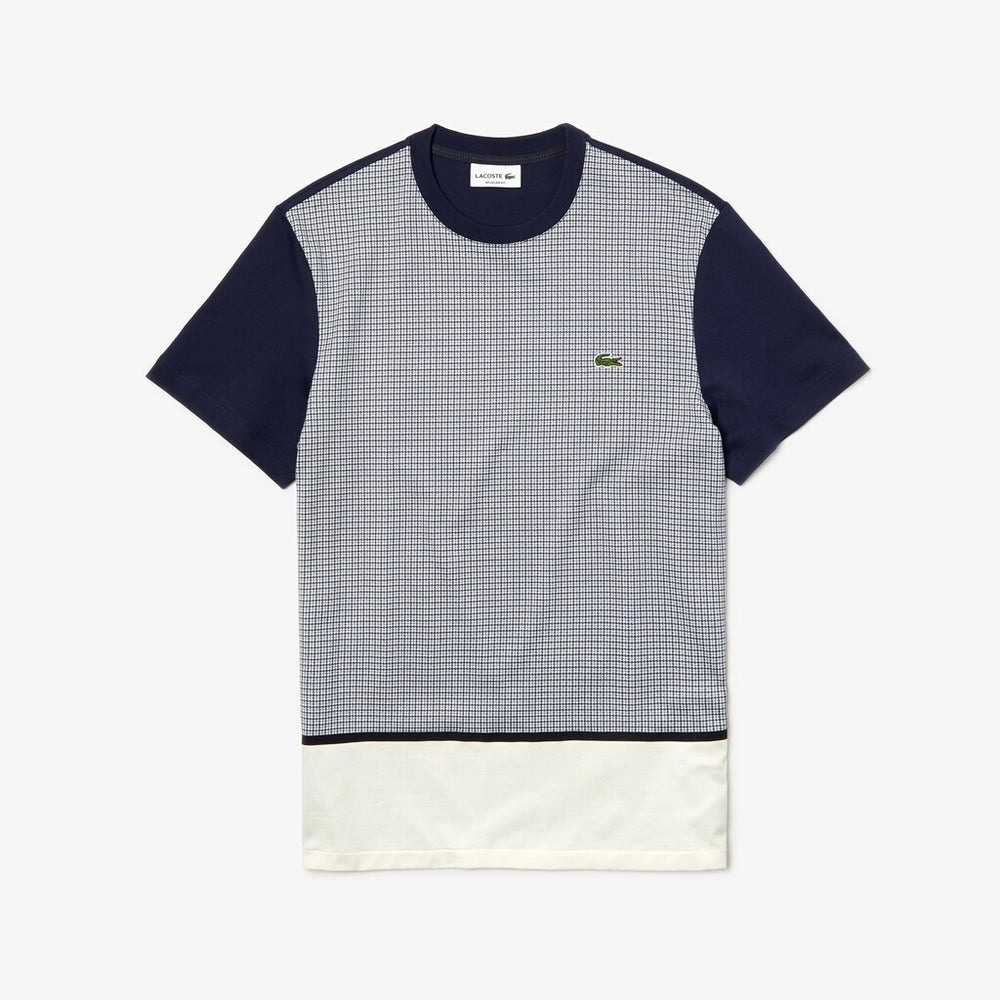 Crewneck Print-Blocked Cotton T-Shirt | Lacoste Mens