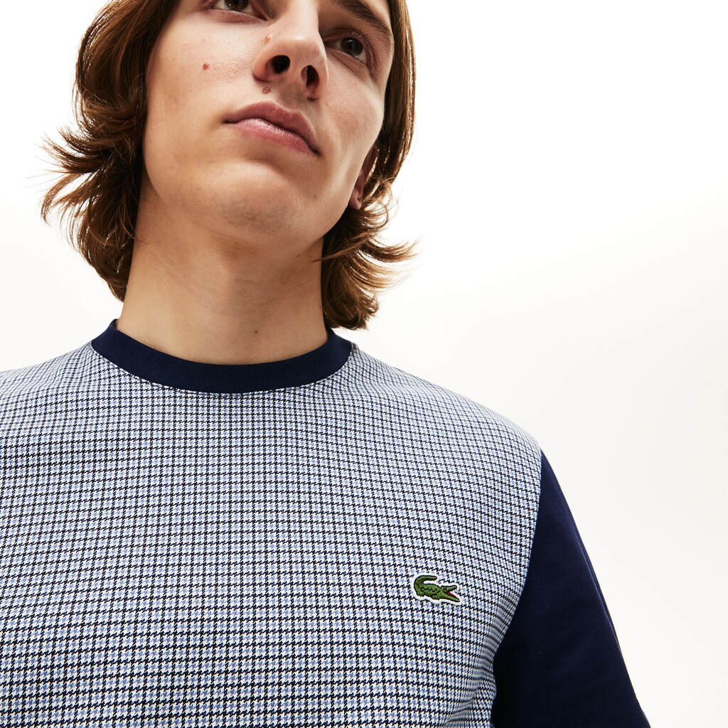 Crewneck Print-Blocked Cotton T-Shirt | Lacoste Mens