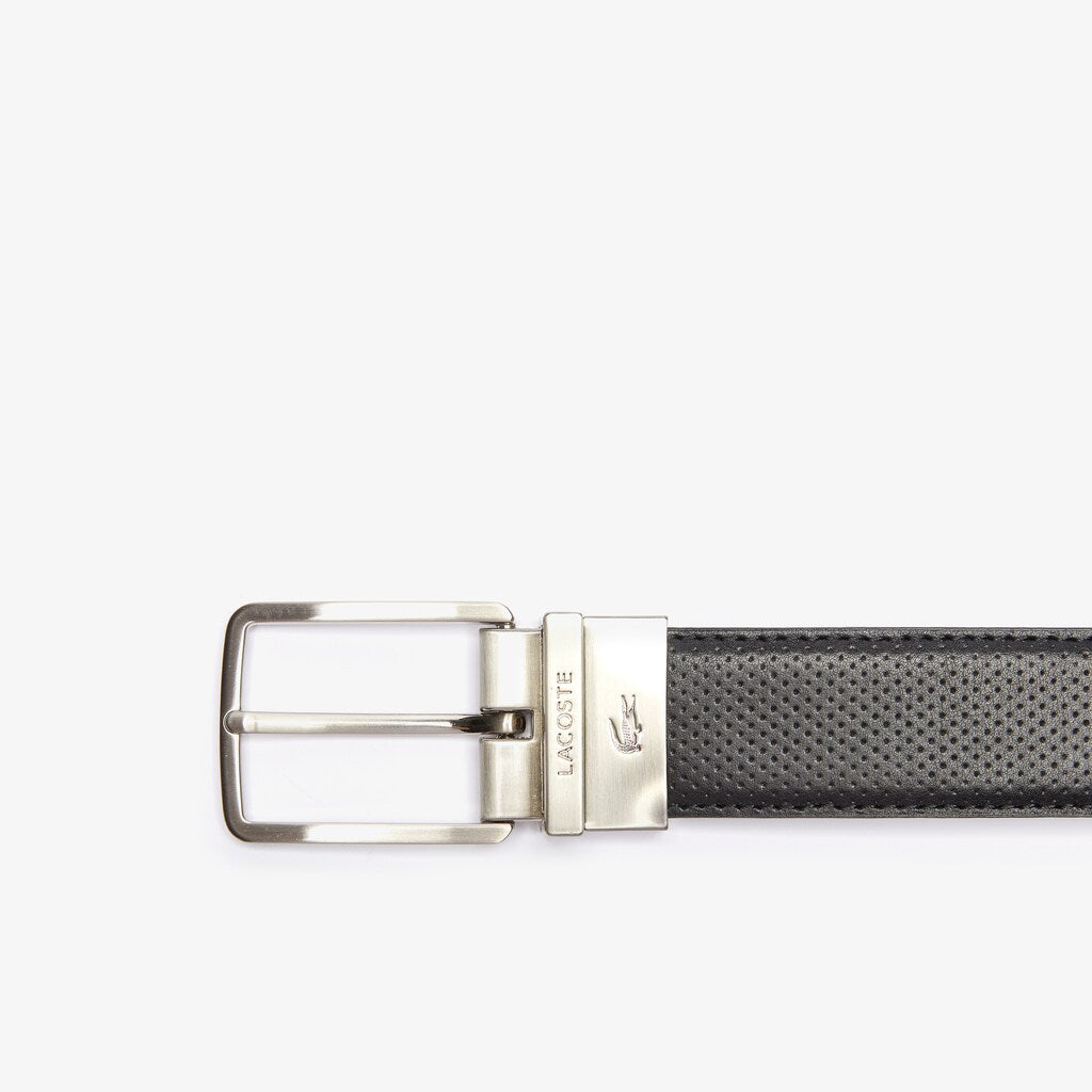 Engraved-Buckle Reversible Piqué Leather Belt | Lacoste Mens