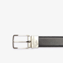 Engraved-Buckle Reversible Piqué Leather Belt | Lacoste Mens