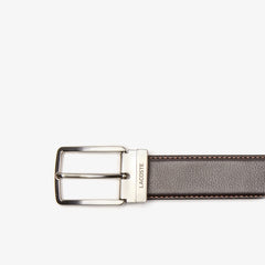 Engraved-Buckle Grained Leather Belt | Lacoste Mens