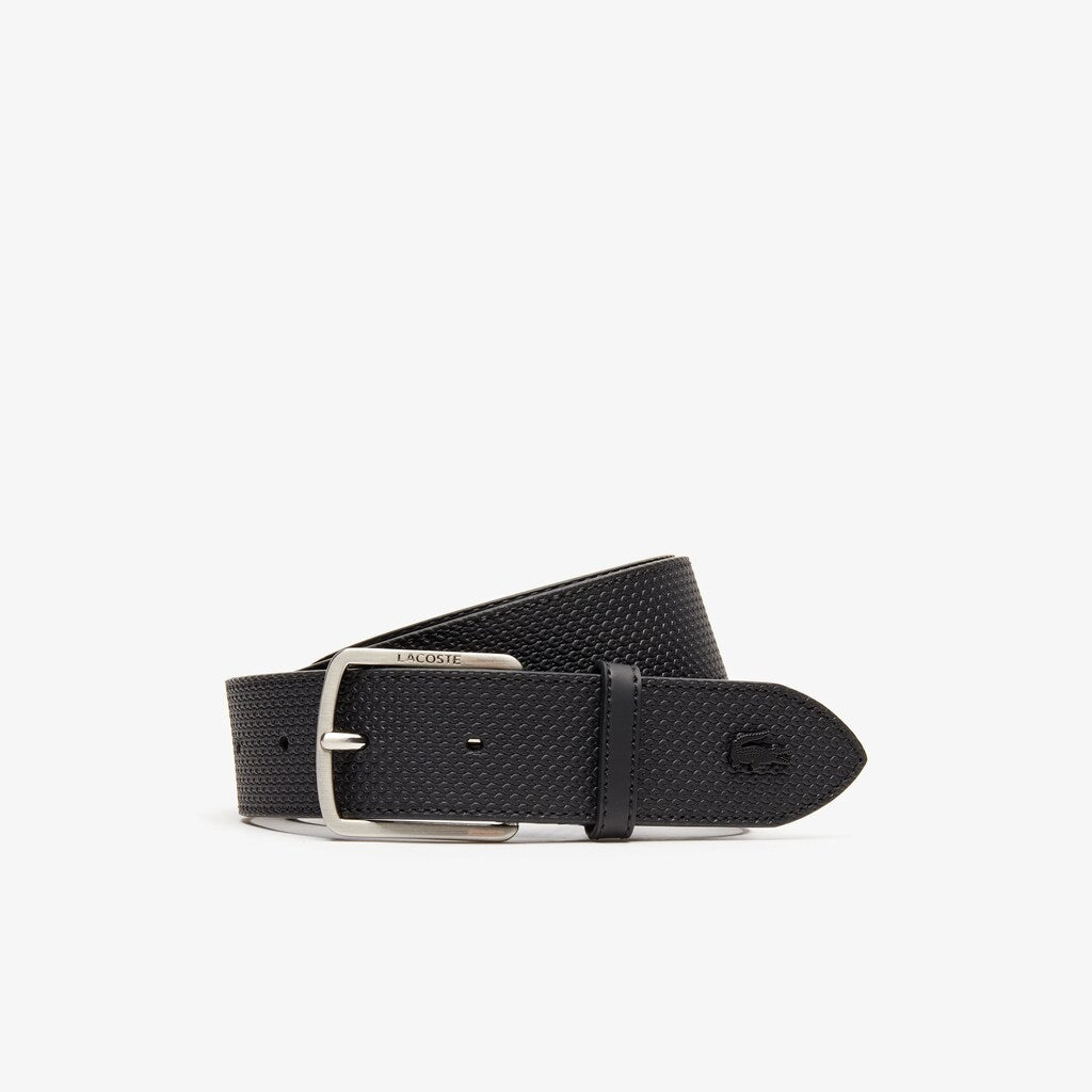 Engraved-Buckle Texturized Leather Belt | Lacoste Mens