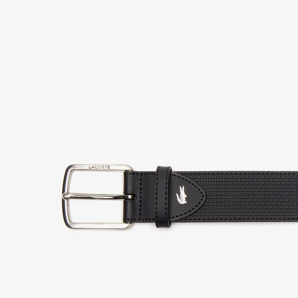 Engraved-Buckle Texturized Leather Belt | Lacoste Mens