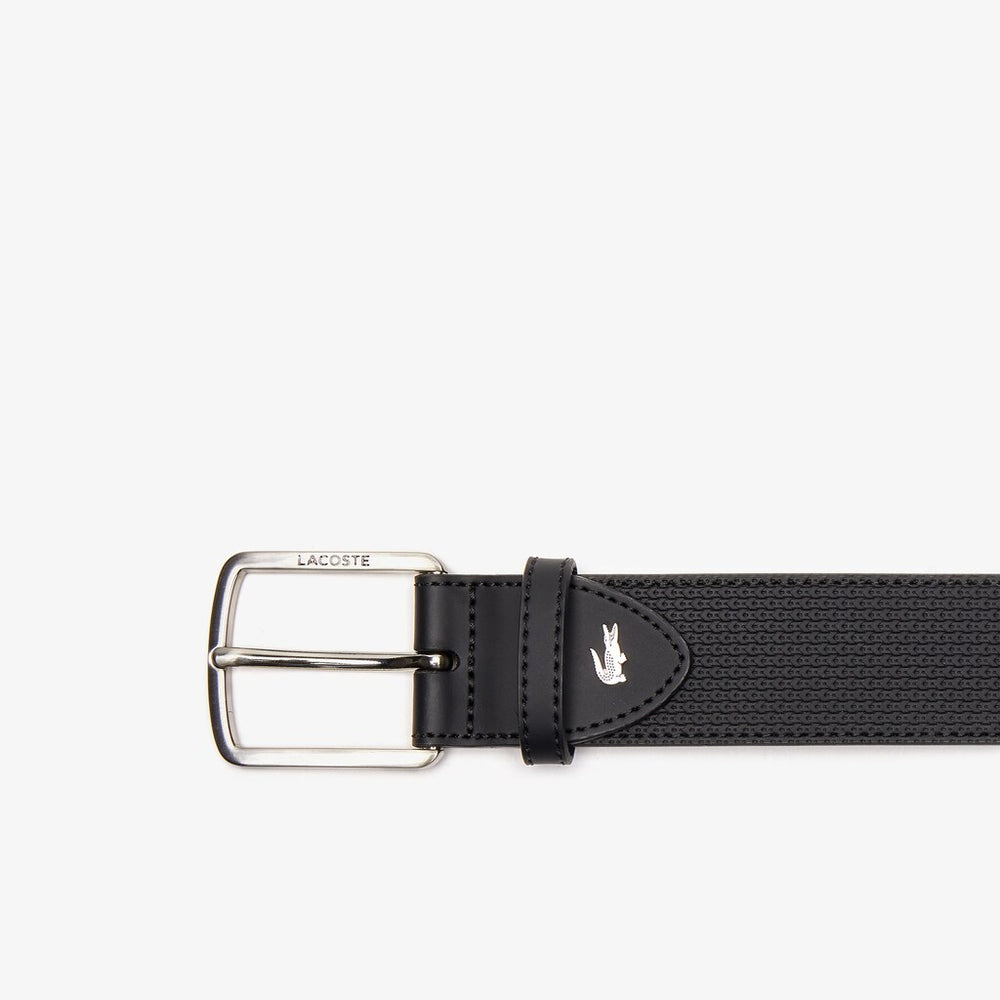 Engraved-Buckle Texturized Leather Belt | Lacoste Mens