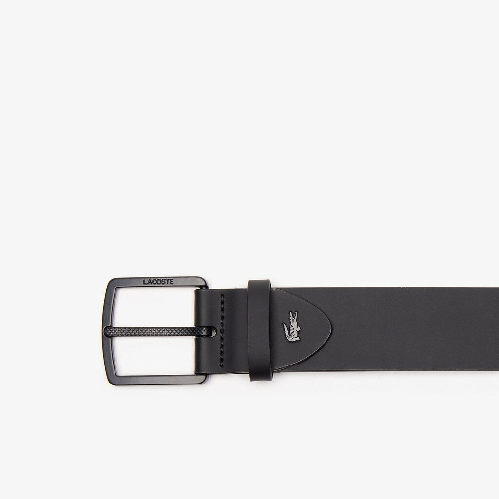 Engraved-Buckle Smooth Leather Belt | Lacoste Mens