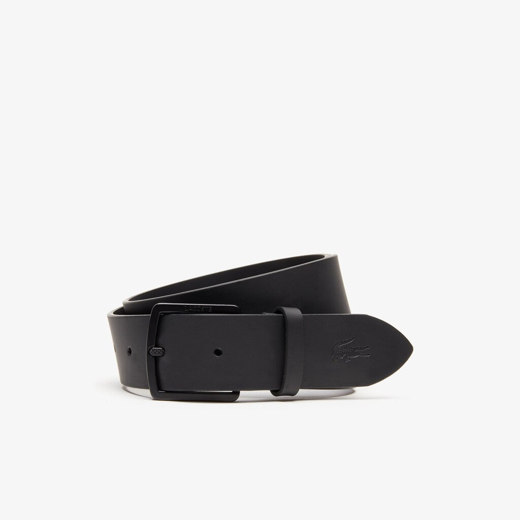 Engraved-Buckle Smooth Leather Belt | Lacoste Mens