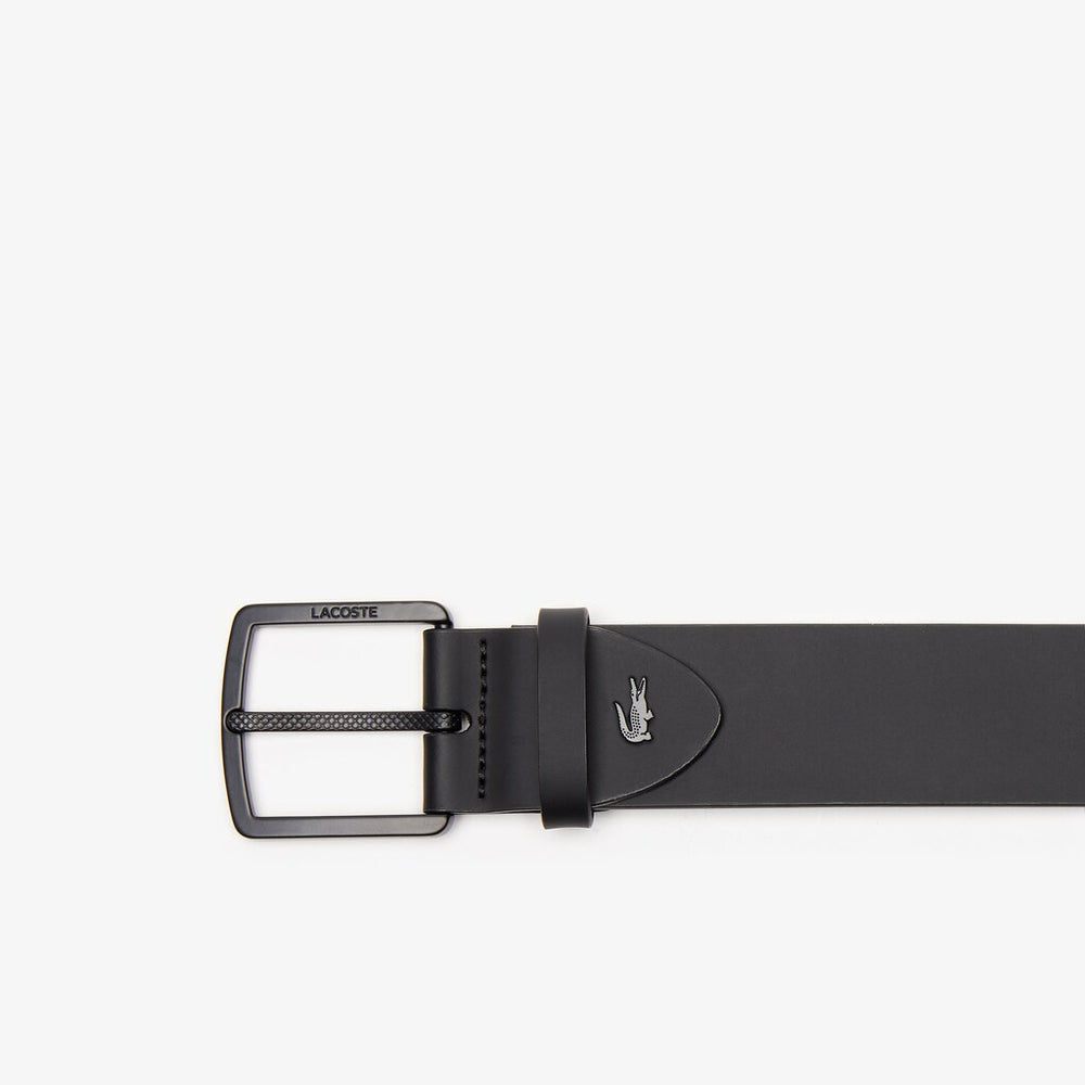 Engraved-Buckle Smooth Leather Belt | Lacoste Mens