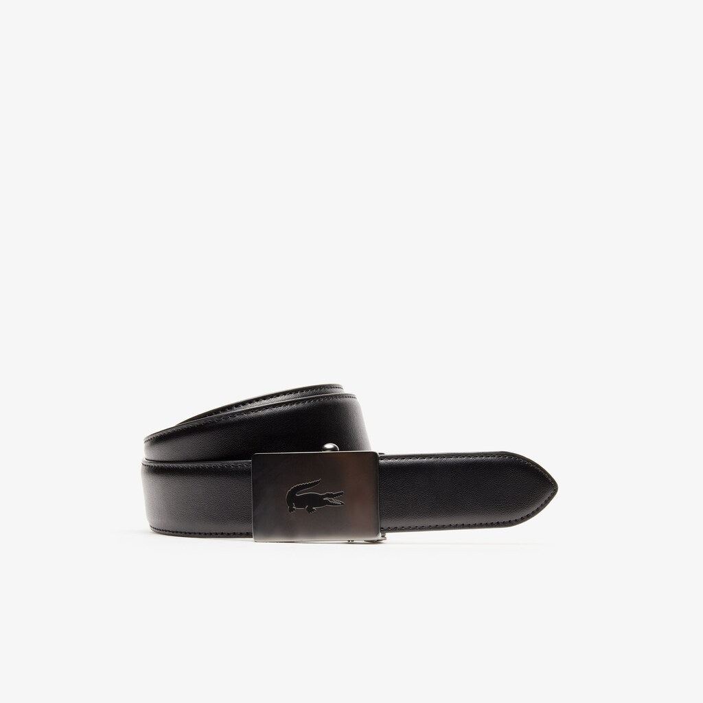 Lacoste Engraved Plate Buckle Leather Belt | Lacoste Mens