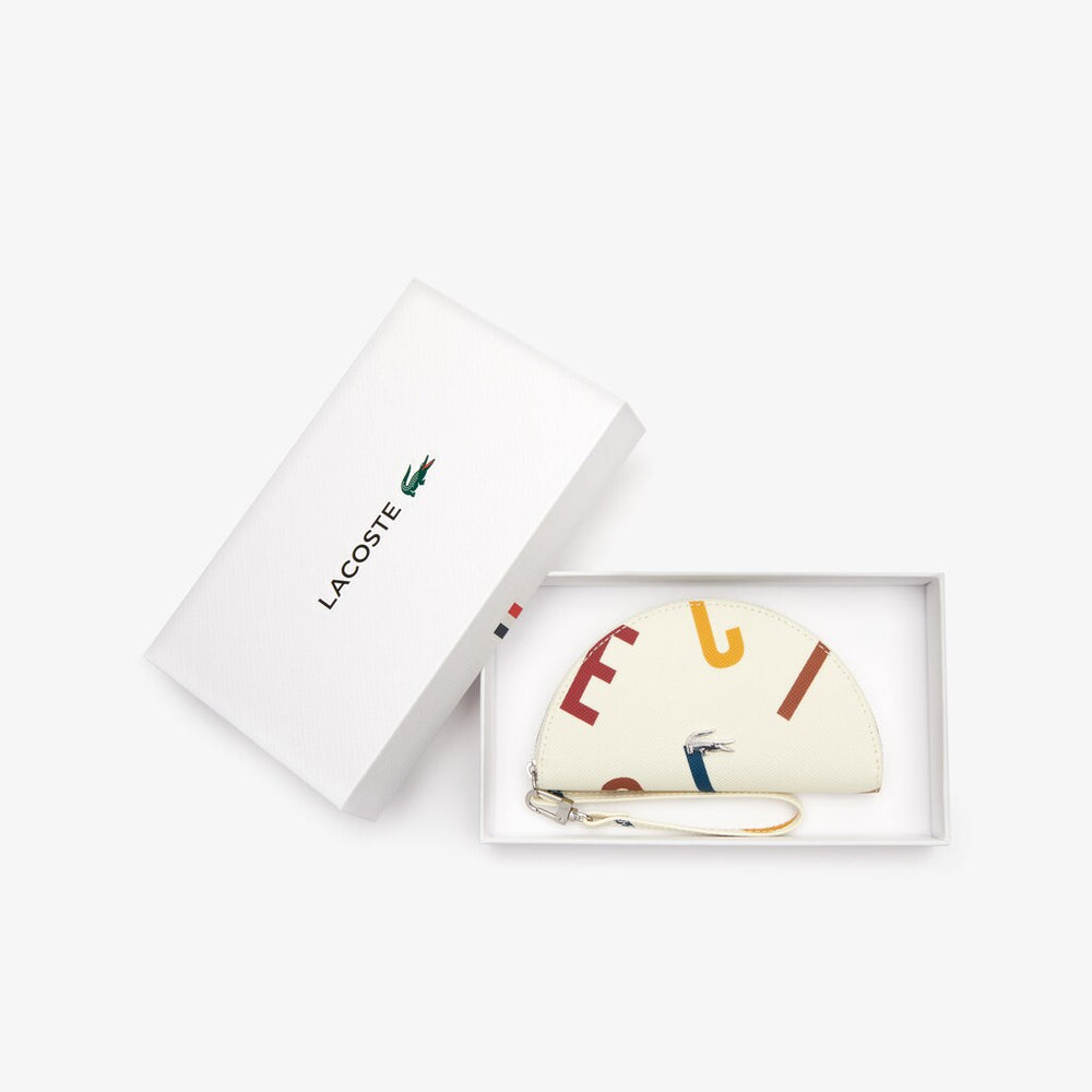 Wo  Daily Classic Coated Print Canvas Half Moon Clutch | Lacoste Womens