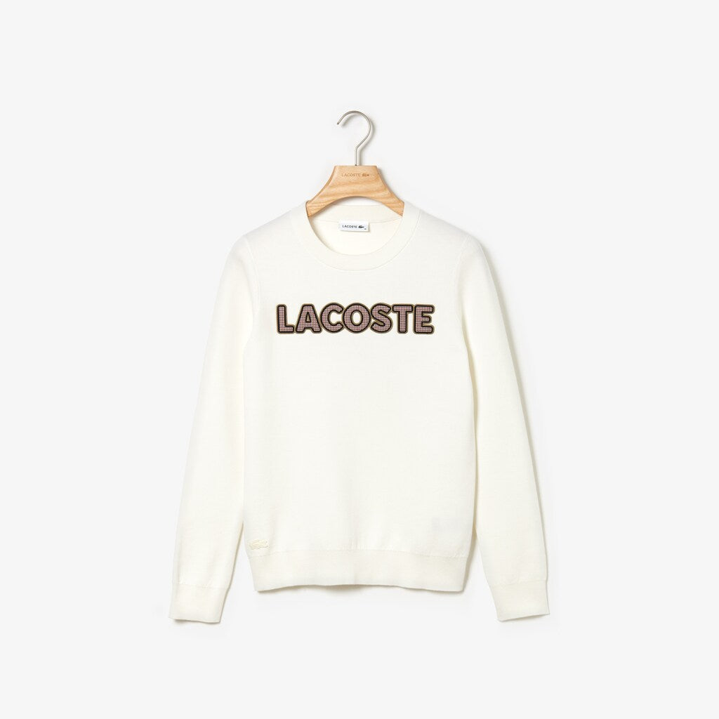 Wo  Crewneck Checkerd-Logo Cotton Sweater | Lacoste Womens
