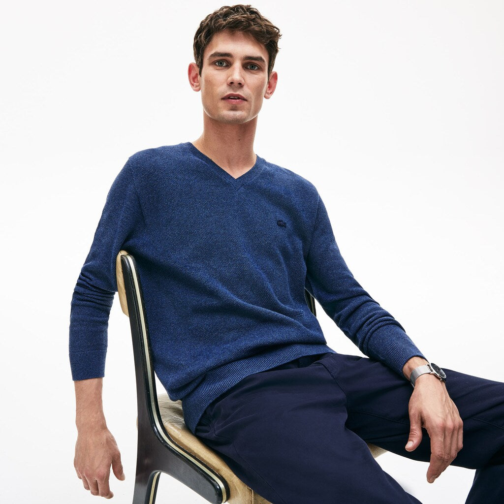 V-neck Cotton Piqué Sweater | Lacoste Mens