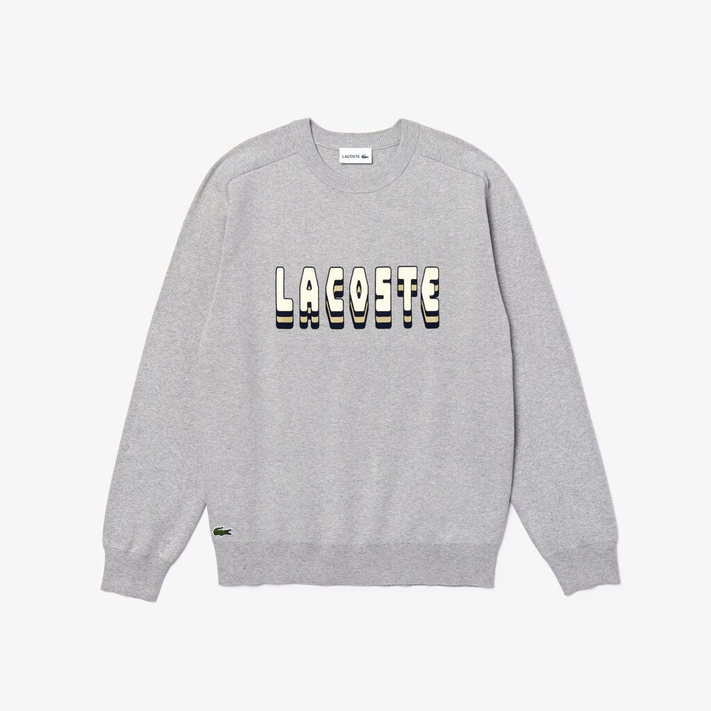 3D-Lettering Crewneck Cotton Blend Sweater | Lacoste Mens