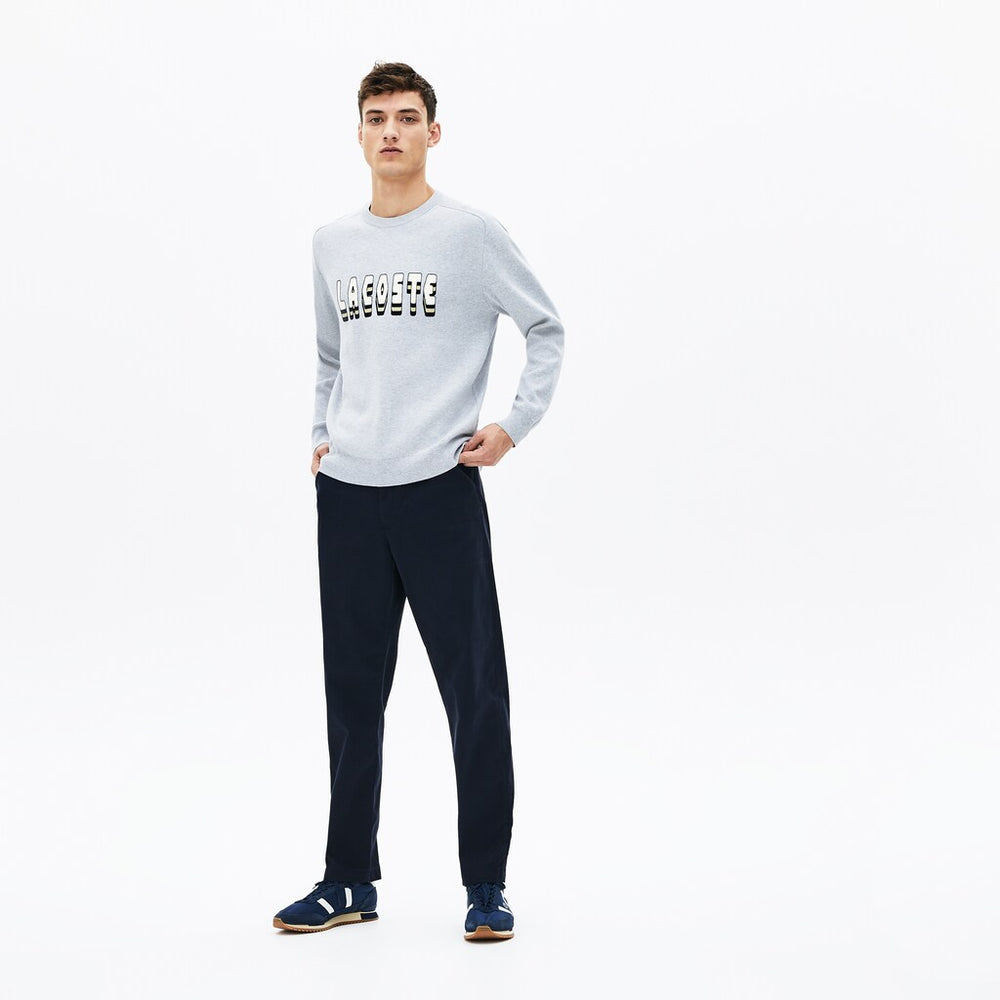 3D-Lettering Crewneck Cotton Blend Sweater | Lacoste Mens