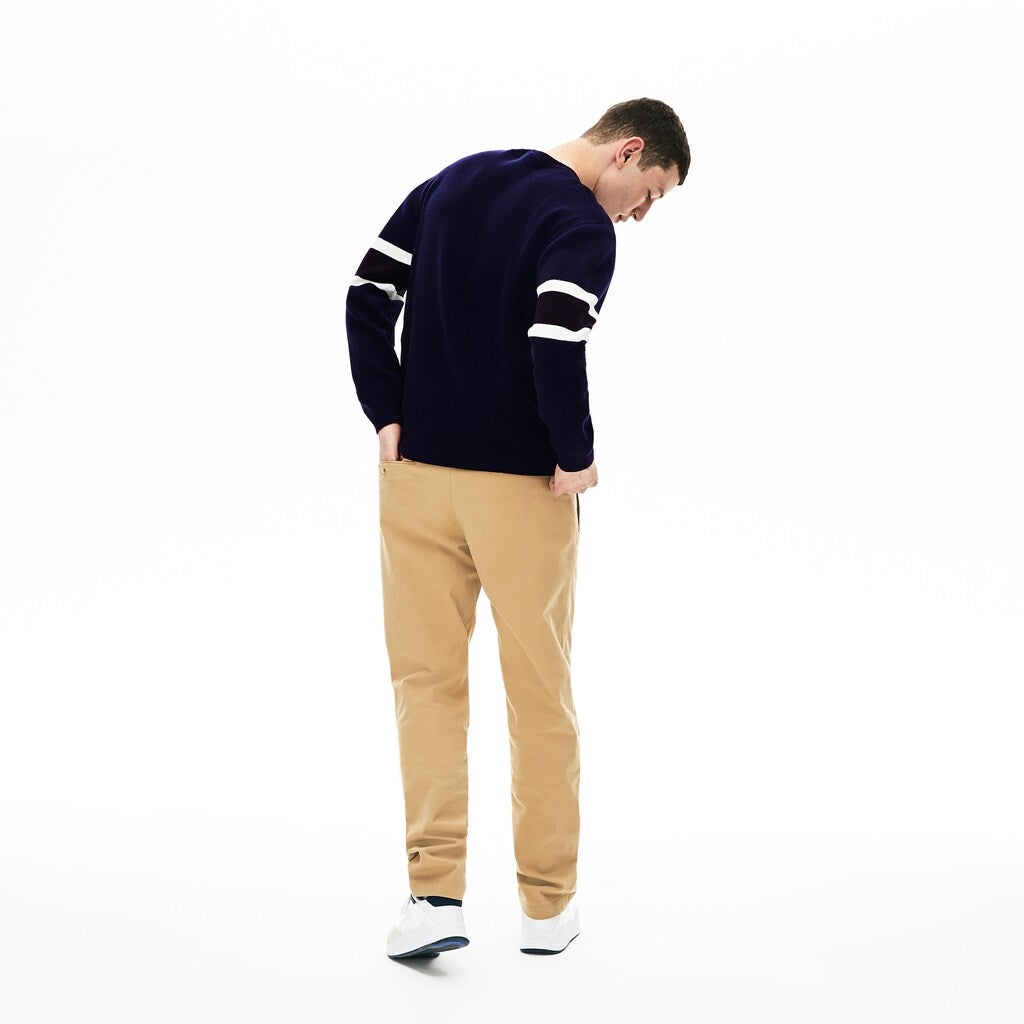 Crewneck Striped-Sleeve Heathered Jacquard Sweater | Lacoste Mens