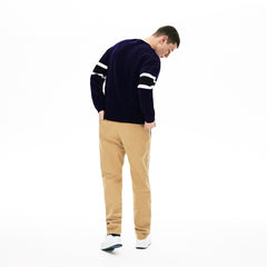 Crewneck Striped-Sleeve Heathered Jacquard Sweater | Lacoste Mens