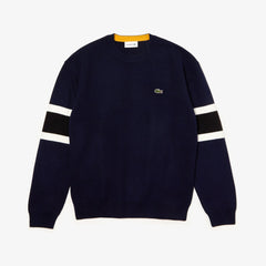 Crewneck Striped-Sleeve Heathered Jacquard Sweater | Lacoste Mens