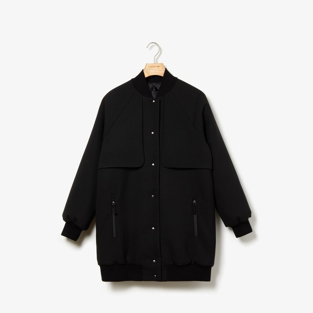 Wo  Quilted Lining Long Wool Crepe Bomber Jacket | Lacoste Womens