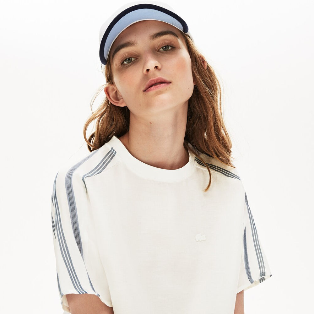 Wo  Striped Panel Lightweight Canvas T-shirt | Lacoste Womens