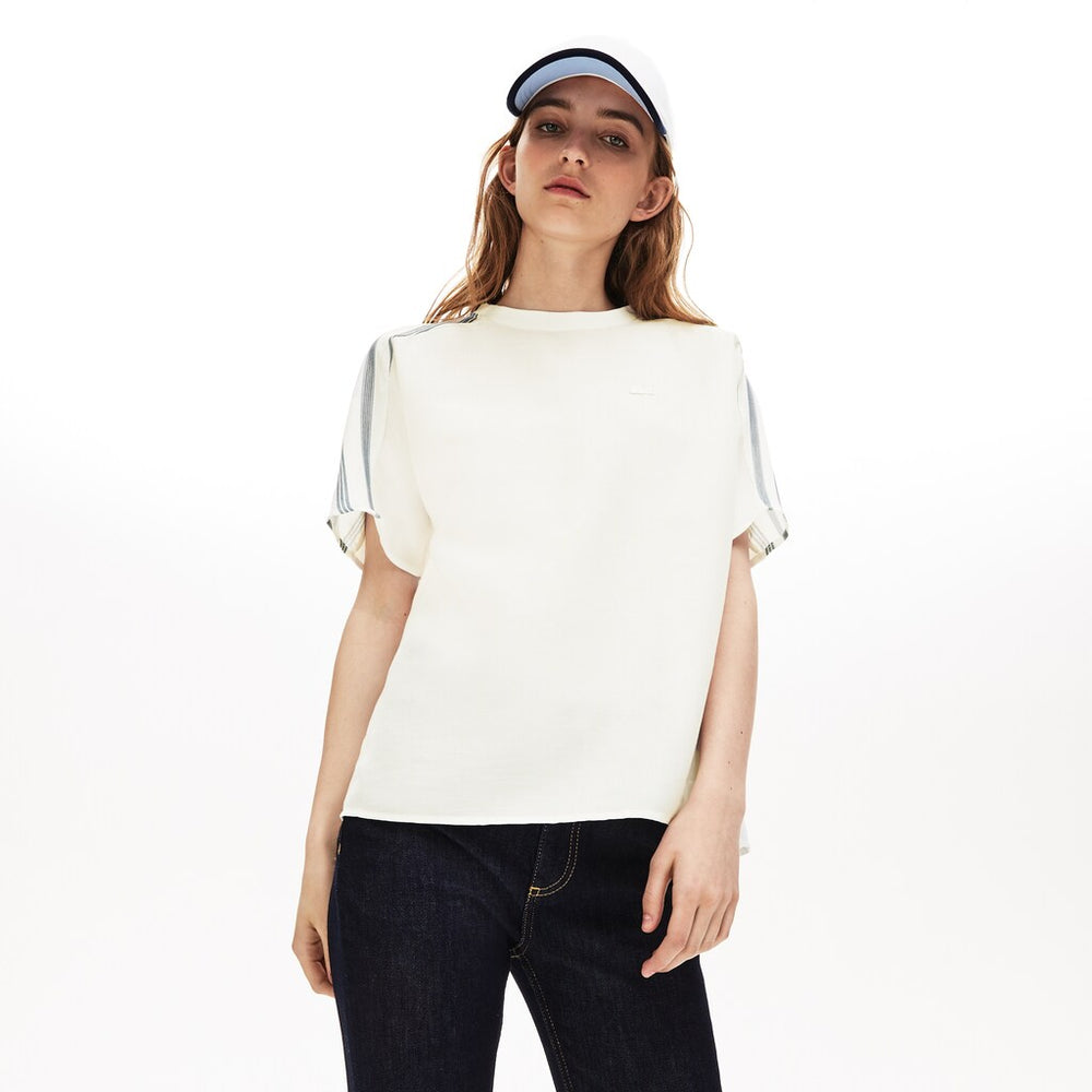 Wo  Striped Panel Lightweight Canvas T-shirt | Lacoste Womens