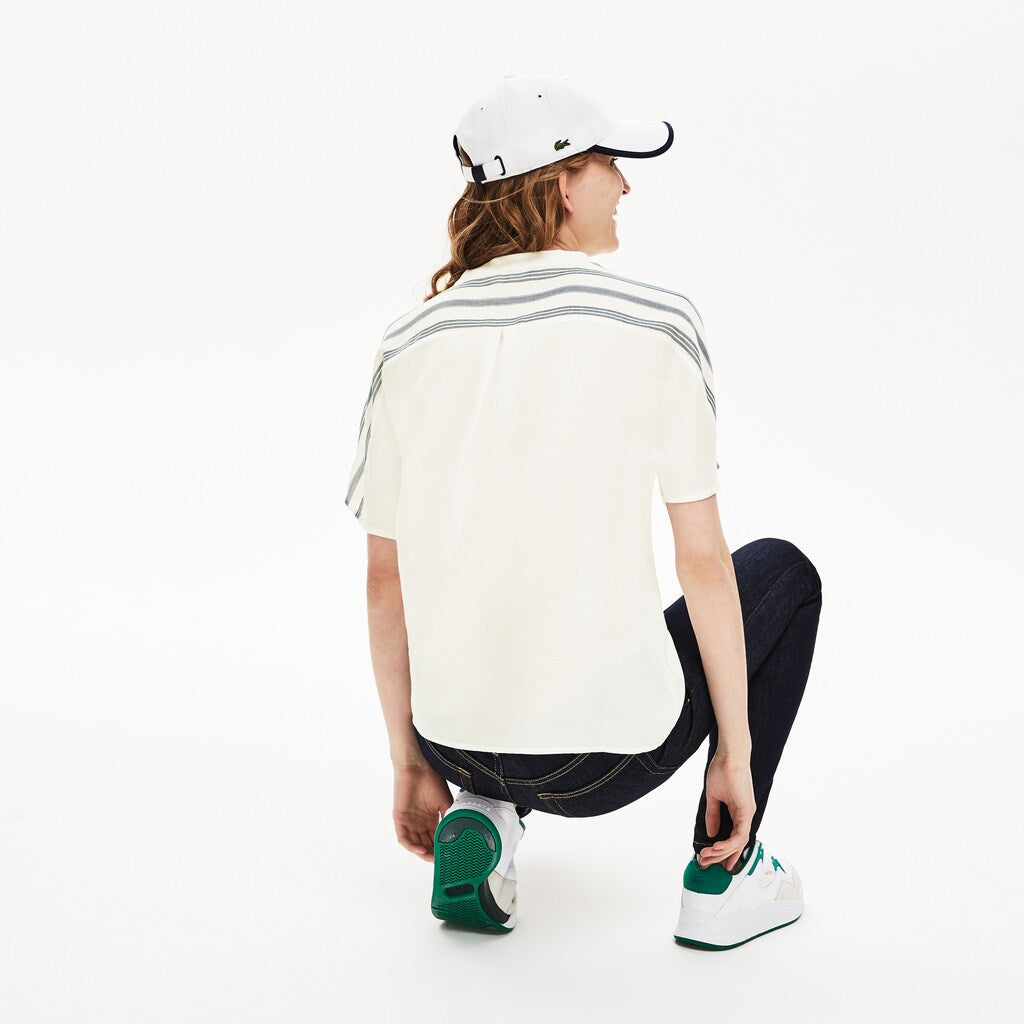 Wo  Striped Panel Lightweight Canvas T-shirt | Lacoste Womens
