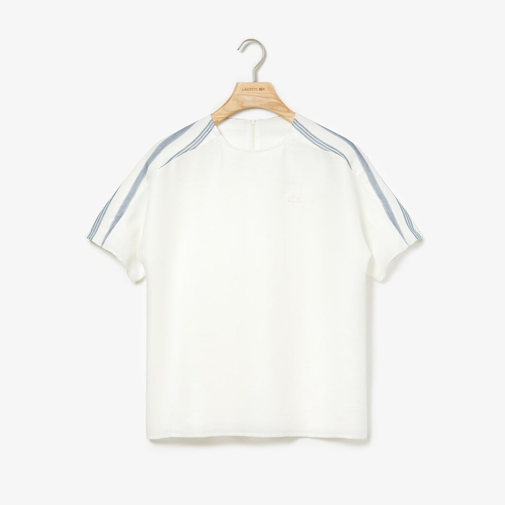 Wo  Striped Panel Lightweight Canvas T-shirt | Lacoste Womens