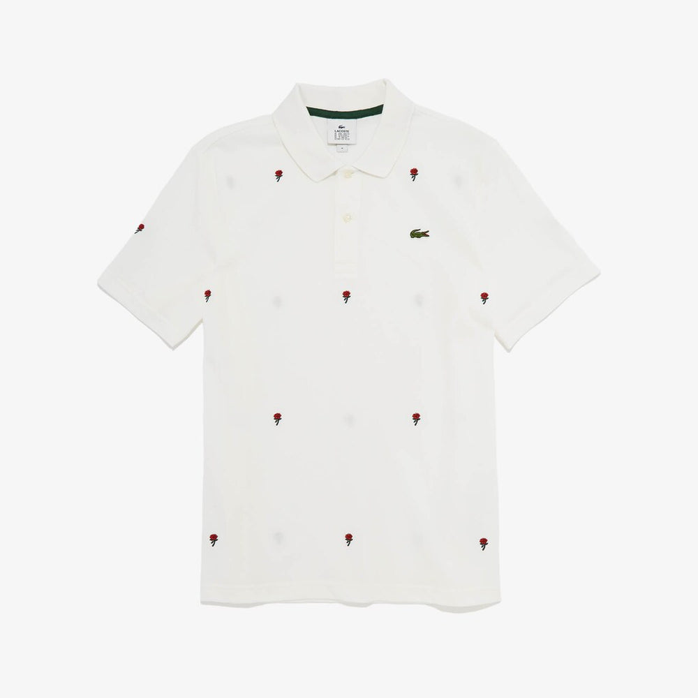 LIVE Classic Fit Rose Embroidery Cotton Piqué Polo | Lacoste Mens