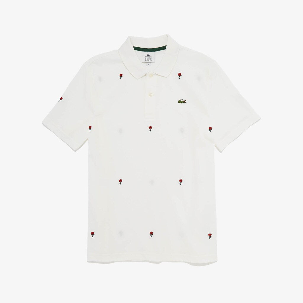 LIVE Classic Fit Rose Embroidery Cotton Piqué Polo | Lacoste Mens