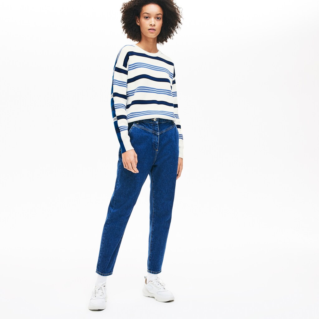 Wo  Crewneck Striped Piqué And Jersey Sweater | Lacoste Womens