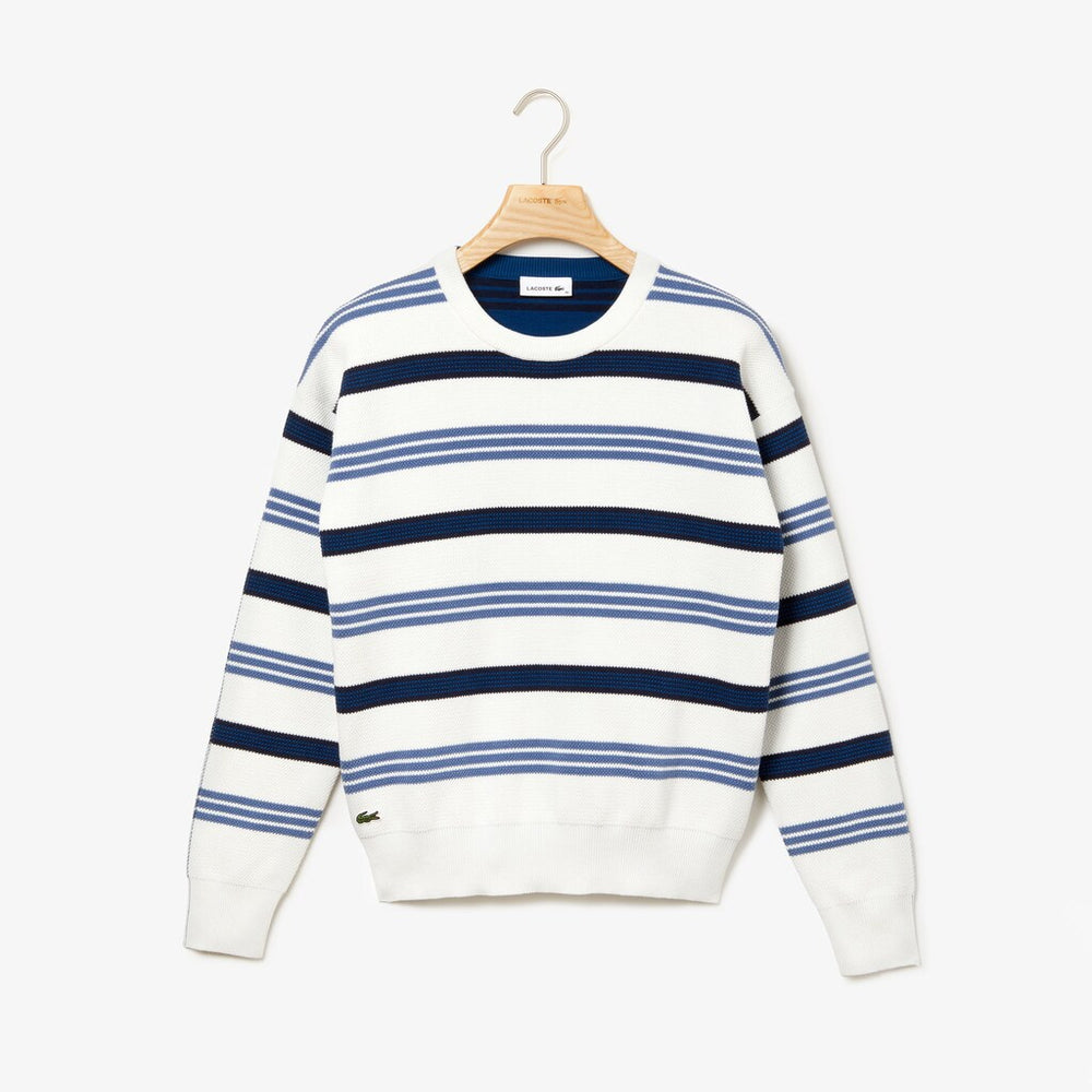 Wo  Crewneck Striped Piqué And Jersey Sweater | Lacoste Womens