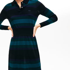 Wo  Fitted Striped Wool Polo Dress | Lacoste Womens