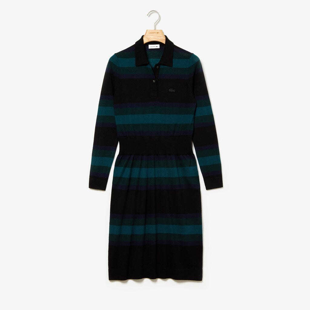 Wo  Fitted Striped Wool Polo Dress | Lacoste Womens