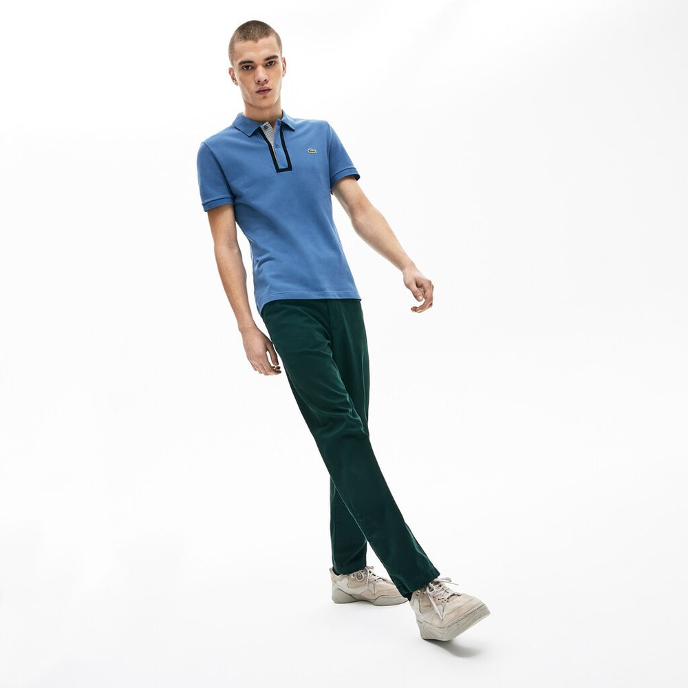 Slim Fit Checkered-Placket Stretch Cotton Piqué Polo | Lacoste Mens