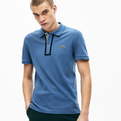Slim Fit Checkered-Placket Stretch Cotton Piqué Polo | Lacoste Mens