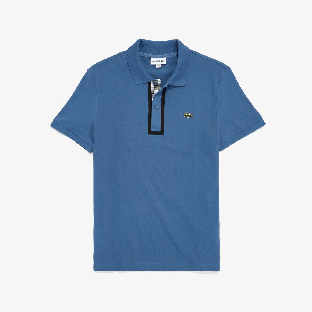 Slim Fit Checkered-Placket Stretch Cotton Piqué Polo | Lacoste Mens