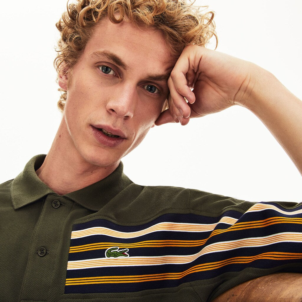 L.12.12 Off-Center Stripe Cotton Piqué Polo | Lacoste Mens